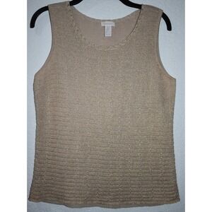 Chicos 1/M Stretch Knit Top Sleeveless Metallic Shimmer Pullover Layering tank